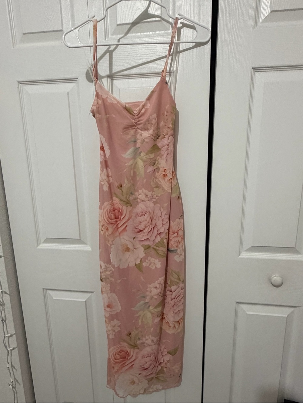 Blush Pink Floral Slip Dress - Elegant Spaghetti Strap Maxi